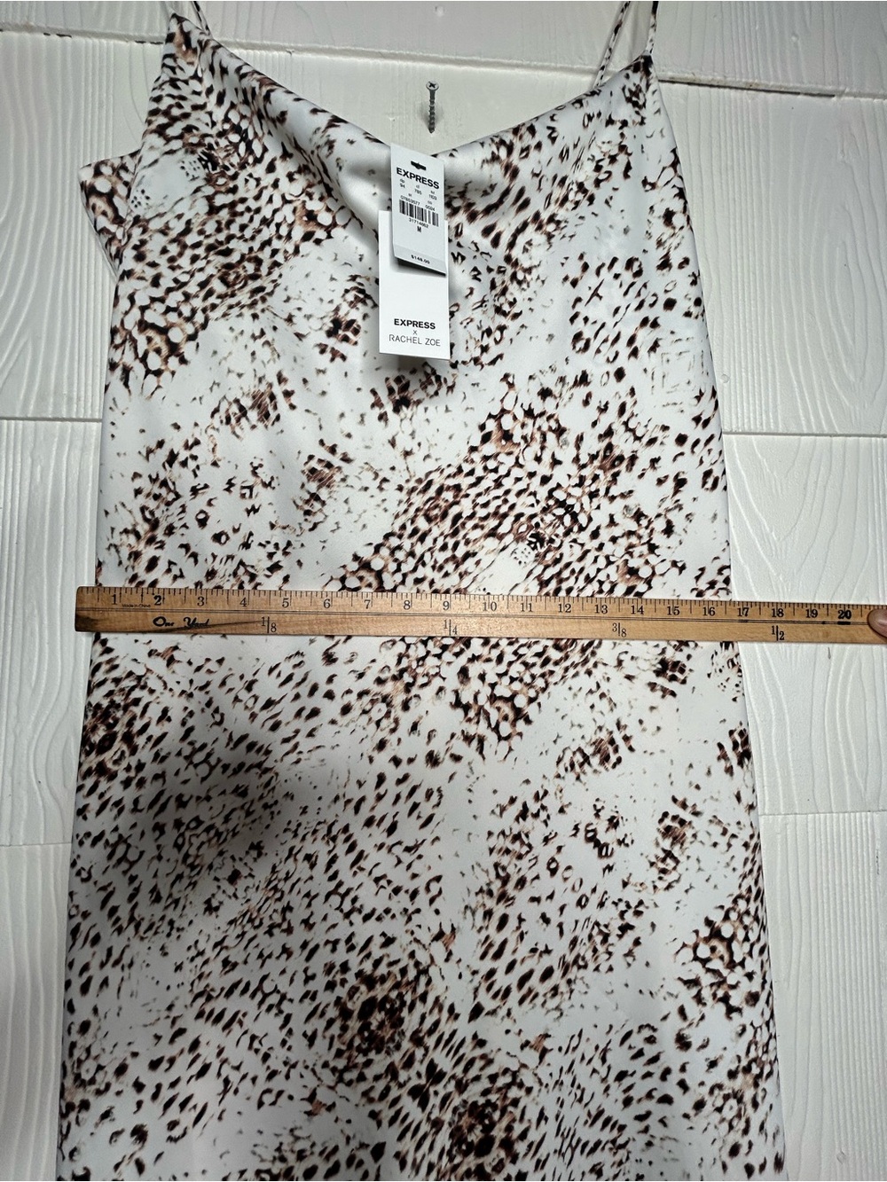 Express White Slip Midi Dress with Brown Spot Print - Picture 4 of 6